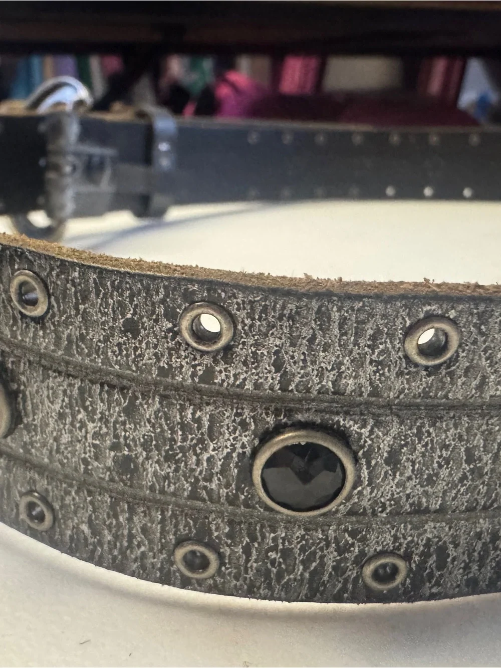 Harley-Davidson Silver and Black Leather Belt with Branded Buckle
